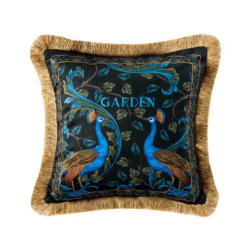 Peacock Velvet Throw Pillow Case