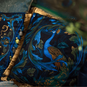 Peacock Velvet Throw Pillow Case