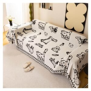 Cute Animal Pattern Skin-Friendly Chenille Doodle Sofa Cover, All-Season